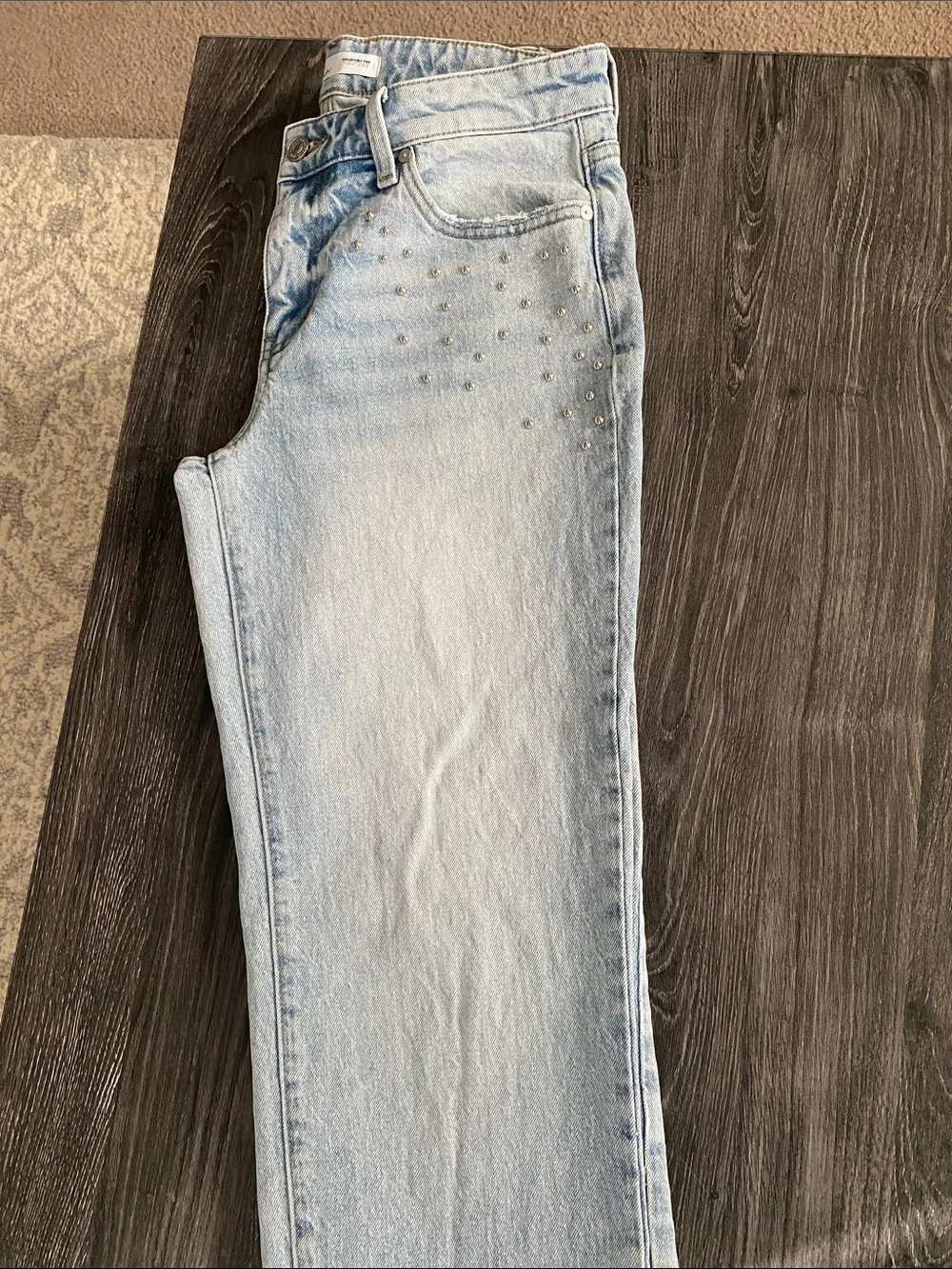 KanCan Light Blue Straight Leg Jeans with Silver Studs
